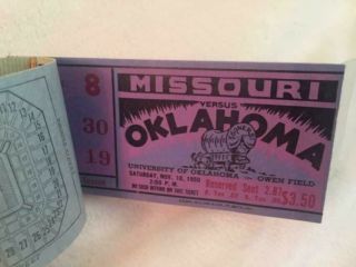 Vintage 1950 University of Oklahoma OU Sooners Football Ticket Stub Book Norman 3