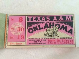 Vintage 1950 University of Oklahoma OU Sooners Football Ticket Stub Book Norman 5