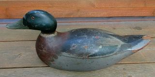 Vintage Mason Premier Drake Mallard Duck Decoy With Tail Dot