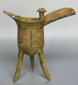 China Shang Dynasty Bigwig Diet Life Tool Wine Cup Old Bronze Beast Pattern 青铜爵