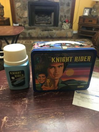 Vintage 1983 Knight Rider Metal Lunchbox And Thermos.