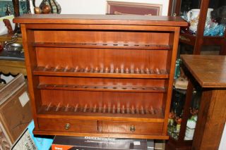 Vintage Custom Wood Smoking Pipe Hanging Display Rack Holds 24 W/2 Drawers 2