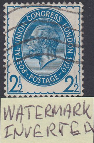 240) Gb 1929 - 2½ Penny Postal Union Congress - Rare Watermark Inverted