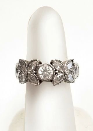 Judith Ripka Sterling Silver Flower Cocktail Ring With Cz 