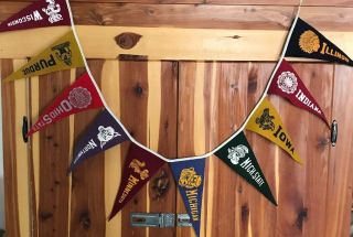 Vintage Rare College Mini Pennant Banner 1950s Big Ten