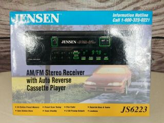 Vintage Jensen Car Stereo Am/fm Radio With Cassette Js6223