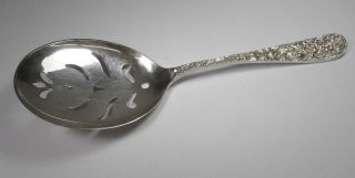 Vintage Kirk Stieff Rose Pierced Sterling Silver Small Pea Serving Spoon