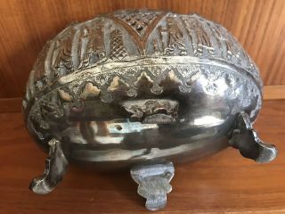 Vintage Persian Pure Silver Bowl Arabic Islamic Middle Eastern Knight Persia 342 10