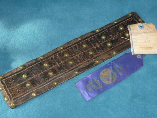 Vintage Hand Made Cribbage Board Leather & Brass No Pins