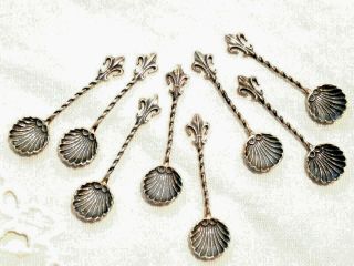 Set Of 8 Vintage Sterling Silver Salt Spoons