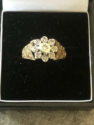 Vintage 9ct Gold Bark Diamond Ring 4g Not Scrap
