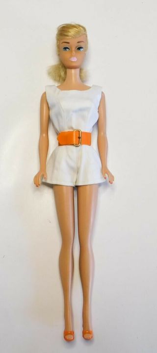 Vintage Swirl Ponytail Barbie Doll Platinum Blonde White Playsuit