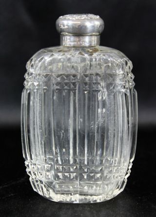 Simons Brothers Antique Sterling Silver & Cut Glass Flask Or Scent Bottle