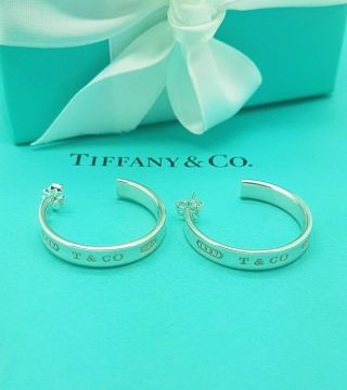 Tiffany & Co Very Rare Sterling Silver 1837 Large Thick Hoop Earrings
