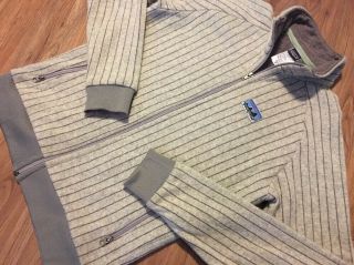 Patagonia Men’s Wool Track Jacket Medium Fitz Roy Stripes Grey Zip 20300 Vintage