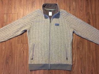 Patagonia Men’s Wool Track Jacket Medium Fitz Roy Stripes Grey Zip 20300 Vintage 2