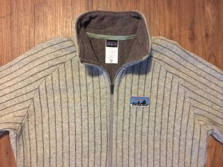 Patagonia Men’s Wool Track Jacket Medium Fitz Roy Stripes Grey Zip 20300 Vintage 3