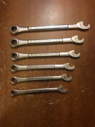 Rare Vintage Craftsman Ratcheting Quick Wrench Set Sae Usa