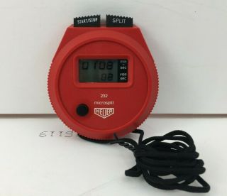 Vintage Heuer 232 Red Start Stop Microsplit Stopwatch &