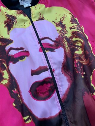 Vintage 80s Marilyn Monroe Satin Jacket Andy Warhol Neon Mosquitohead Rare XL 2