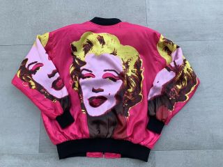 Vintage 80s Marilyn Monroe Satin Jacket Andy Warhol Neon Mosquitohead Rare XL 7