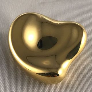 Rare Tiffany & Co Elsa Peretti 750 Yellow Spain Full Heart Mirror Pin Brooch