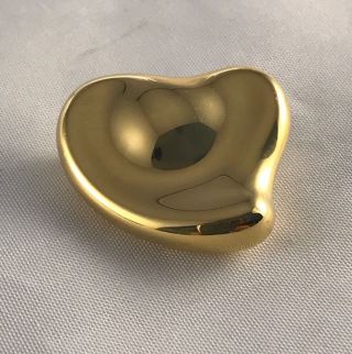 Rare Tiffany & Co Elsa Peretti 750 Yellow SPAIN Full Heart Mirror Pin Brooch 2