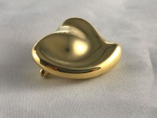 Rare Tiffany & Co Elsa Peretti 750 Yellow SPAIN Full Heart Mirror Pin Brooch 4