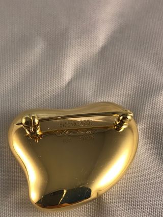 Rare Tiffany & Co Elsa Peretti 750 Yellow SPAIN Full Heart Mirror Pin Brooch 6