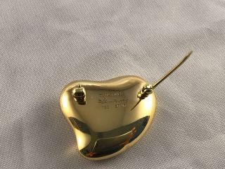 Rare Tiffany & Co Elsa Peretti 750 Yellow SPAIN Full Heart Mirror Pin Brooch 7