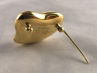 Rare Tiffany & Co Elsa Peretti 750 Yellow SPAIN Full Heart Mirror Pin Brooch 8