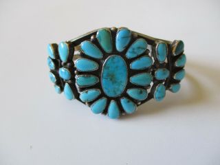 Vintage Navajo ? Hopi Native Old Pawn Sterling Silver Turquoise Cuff Bracelet