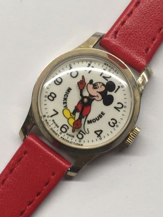 Vintage Mickey Mouse Wrist Watch 1970s 25mm Bradley Elgin Swiss Quality