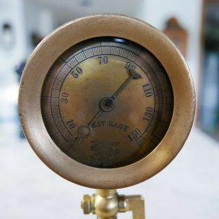 Antique Vintage Steam Pressure Gauge,  Crosby.  3 - 3/8 