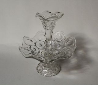 Rare Vintage Lg Wright ☆ Moon & Stars Clear Glass Single Horn Footed Epergne
