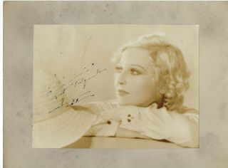 Tracig American Blonde Actress Thelma Todd,  Autographed Vintage Studio Photo