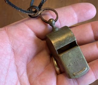 Vintage Wwii Era Brass U.  S.  " Military " Whistle,  Made In U.  S.  A.