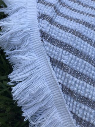 Morgan Jones Gray And White With Silver Lurex Vintage Chenille Bedspread 5