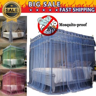 European Style Mosquitoproof 4 Corner Bed Curtain Canopy Bracket Post Queen Size