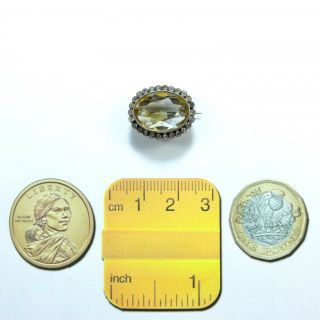 Tiny Antique Victorian Silver,  Citrine & Diamond Paste Brooch/lace Pin
