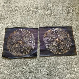 Two Chinese Woven Silk Dragon Panels (t59)