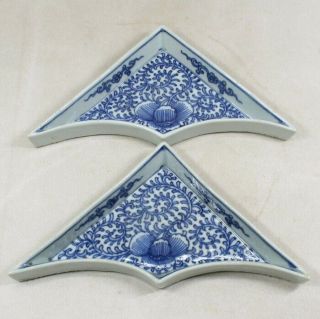 A033: Very rare Chinese old blue - and - white porcelain four plates of KOSOMETSUKE 3
