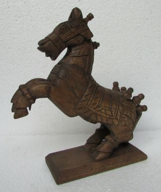Vintage Old Horse Statue Unique Shape Wooden Handcrafted Art Decor Collectible