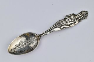 York Public Library Sterling Silver Souvenir Spoon W/ Figural Indian Chief