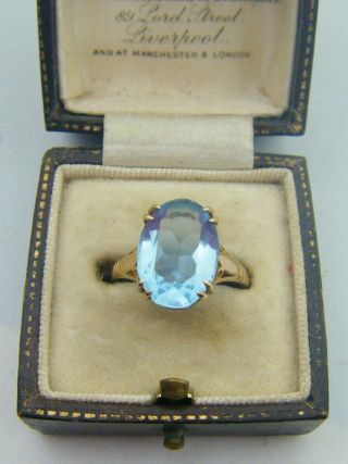 Fine C1930s Art Deco Era Blue Stone Ring.  Aquamarine / Topaz or Paste - 2