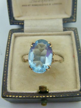 Fine C1930s Art Deco Era Blue Stone Ring.  Aquamarine / Topaz or Paste - 3