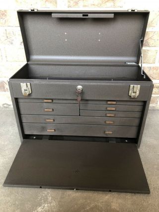 Vintage Kennedy 520 Machinist Tool Box Tool Chest 7 Drawers With Keys Usa,