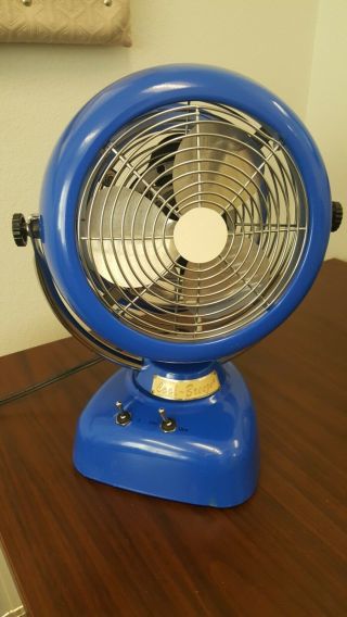 Vintage Oscillating Blue Desk Fan Cool Breeze
