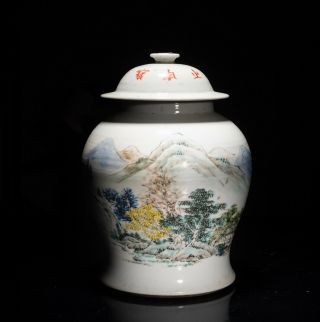 Big Chinese Antique 20th C Famille Rose Porcelain Tea Jar And Cover