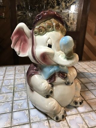 Vintage Brush Mccoy Baby Elephant Cookie Jar W 8 On Bottom